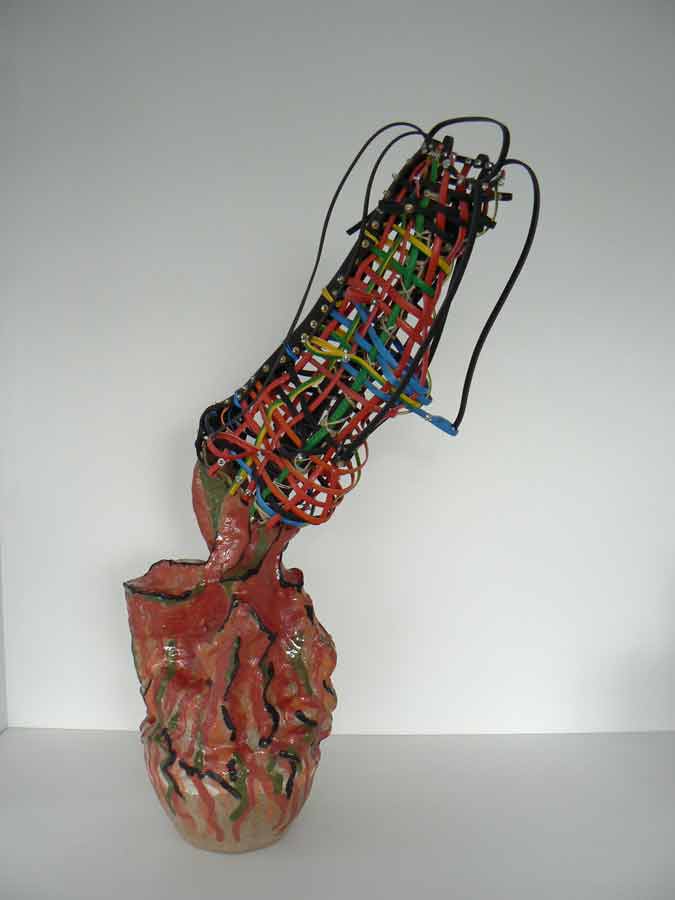 Sung Hwan Bobby Park, Auckland Dug Up John, Earthenware, rivets, recycled rubber and wire