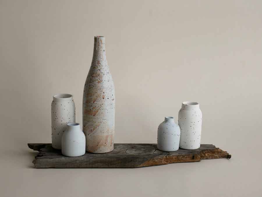 Annette Bull, Hawkes Bay Stillness in Grey, Porcelain and wood