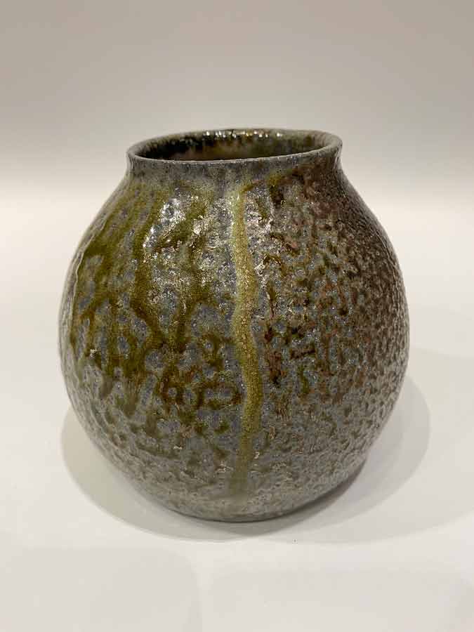 Fiona Barnett 3 years working with clay Kirikiriroa / Hamilton Anagama Vase Anagama fired stoneware 120 x 130 diameter
