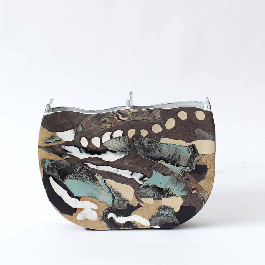 Lily Weeds 5 years working with clay Muriwai / Muriwai Beach Rock Pool Vase Stoneware 240 x 300 x 70